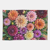 カラフルなダリアの花 キッチンタオル (横)