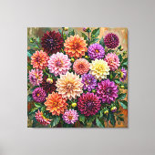 カラフルなダリアの花 キャンバスプリント (正面)
