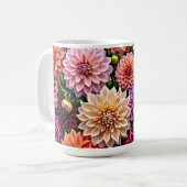 カラフルなダリアの花 コーヒーマグカップ (正面左)