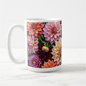 カラフルなダリアの花 コーヒーマグカップ (左)