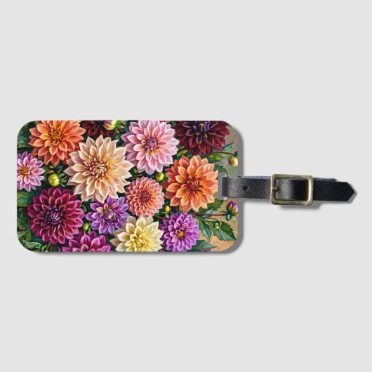 カラフルなダリアの花 ラゲッジタグ (正面横)
