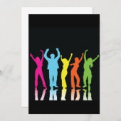 カラフルなダンサーが周囲を踊る 招待状 (正面/裏面)
