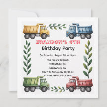 カラフルなダンプトラックの４歳の誕生日パーティー