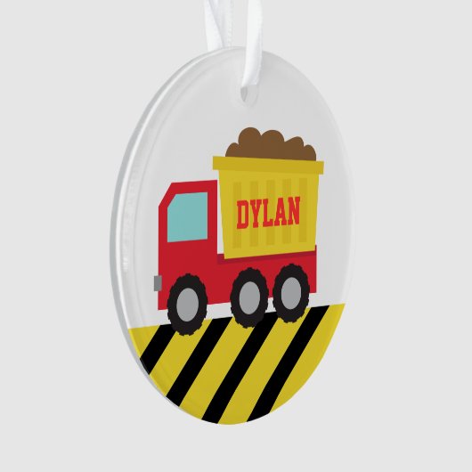 カラフルなダンプトラック、男の子のための建築車 オーナメント (正面)