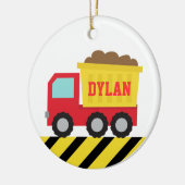 カラフルなダンプトラック、男の子のための建築車 セラミックオーナメント (左)