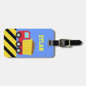 カラフルなダンプトラック、男の子のための建築車 ラゲッジタグ (正面横)