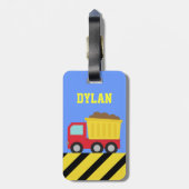 カラフルなダンプトラック、男の子のための建築車 ラゲッジタグ (裏面縦)