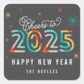 カラフルなチアーズ 2025 スターバースト ハッピーニューイヤー スクエアシール (正面)