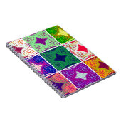 カラフルなチェッカーボード: 星のようなデザイン ノートブック (右側)