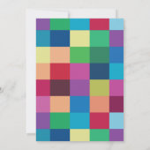 カラフルなチェックボードのモダンウェディング 招待状 (裏面)