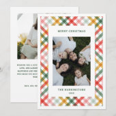 カラフルなチェック柄の写真 フラット ホリデー カード (正面/裏面)