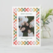 カラフルなチェック柄の写真 フラット ホリデー カード (スタンド正面)