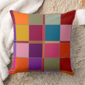 カラフルなチェック柄の幾何学的な秋のパターンがプリントされたクッション クッション (ブランケット)