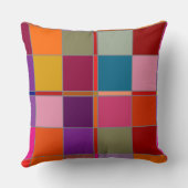 カラフルなチェック柄の幾何学的な秋のパターンがプリントされたクッション クッション (裏面)