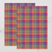 カラフルなチェック柄抽象パターン 招待状 (正面/裏面)