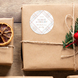 カラフルなチェック柄 メリー＆ブライト ファミリー ネーム ラウンドシール