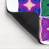 カラフルなチェック柄：星のデザイン マウスパッド (コーナー)