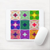 カラフルなチェック柄：星のデザイン マウスパッド (マウス)