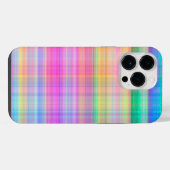 カラフルなチェック柄 iPhoneケース (裏面横)