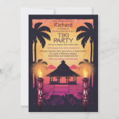 カラフルなチキ ハワイアン バースデー パーティー 招待状 (正面)