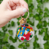 カラフルなチベットの祈り旗 - チベット キーホルダー (手)