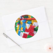 カラフルなチベットの祈り旗 - チベット ラウンドシール (封筒)