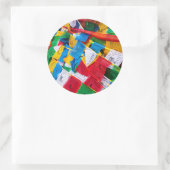 カラフルなチベットの祈り旗 - チベット ラウンドシール (バッグ)