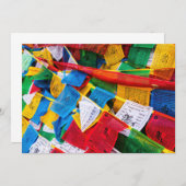 カラフルなチベットの祈り旗 - チベット 招待状 (正面/裏面)