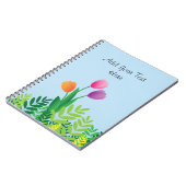 カラフルなチューリップおよび緑の植物 ノートブック (左側)