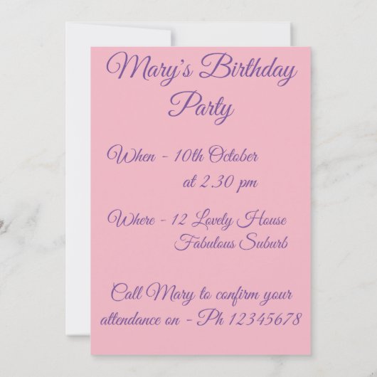 カラフルなチューリップと蝶の誕生日招待状 招待状 (裏面)