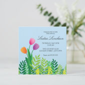 カラフルなチューリップの春のランチョン 招待状 (スタンド正面)