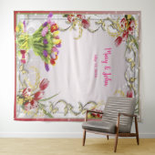 カラフルなチューリップの花のウェディングフォトバックドロップ タペストリー (インサイチュ(横))