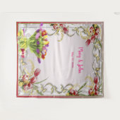 カラフルなチューリップの花のウェディングフォトバックドロップ タペストリー (正面(横))