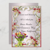 カラフルなチューリップの花の受付カード 招待状 (正面/裏面)