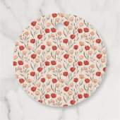 カラフルなチューリップ レトロ ウェディング フェイバータグ (裏面)