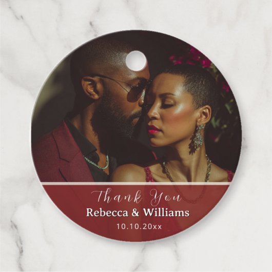 カラフルなチューリップ レトロ ウェディング フェイバータグ (正面)