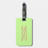 カラフルなチューリップ、緑の植物及びモノグラム ラゲッジタグ (裏面縦)