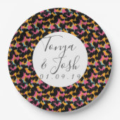 カラフルなチーター柄のパターンが現代のウェディングに ペーパープレート (正面)