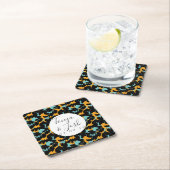 カラフルなチーター柄のパターンが現代のウェディングを彩る スクエアペーパーコースター (インサイチュ)