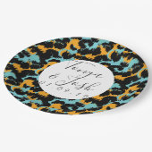 カラフルなチーター柄のパターンが現代のウェディングを彩る ペーパープレート (アングル)