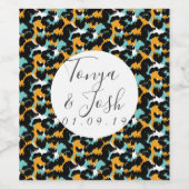 カラフルなチーター柄のパターンが現代のウェディングを彩る ワインラベル (シングルラベル)