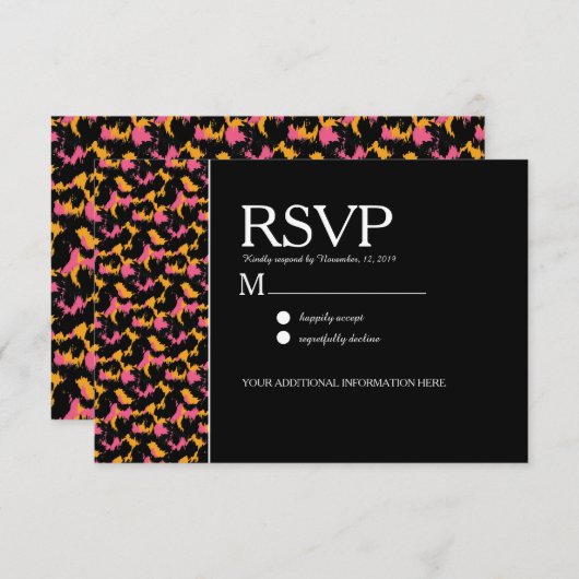 カラフルなチーター柄のパターンが現代のウェディングを彩る 招待状 (正面/裏面)