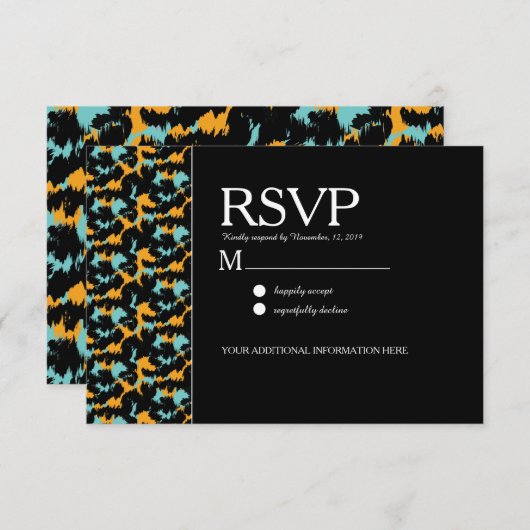 カラフルなチーター柄のパターンが現代のウェディングを彩る 招待状 (正面/裏面)
