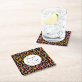 カラフルなチーター柄のモダンなウェディング スクエアペーパーコースター (インサイチュ)