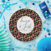 カラフルなチーター柄のモダンなウェディング ペーパープレート (パーティー)