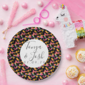 カラフルなチーター柄のモダンなウェディング ペーパープレート (パーティー)