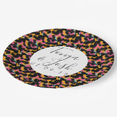 カラフルなチーター柄のモダンなウェディング ペーパープレート (アングル)