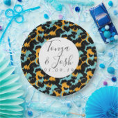 カラフルなチーター柄のモダンなウェディング ペーパープレート (パーティー)