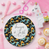 カラフルなチーター柄のモダンなウェディング ペーパープレート (パーティー)