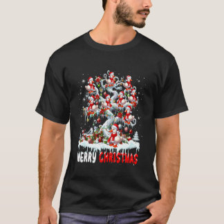 カラフルなツリーのサンタのガチョウ達 クリスマスのグループ Tシャツ